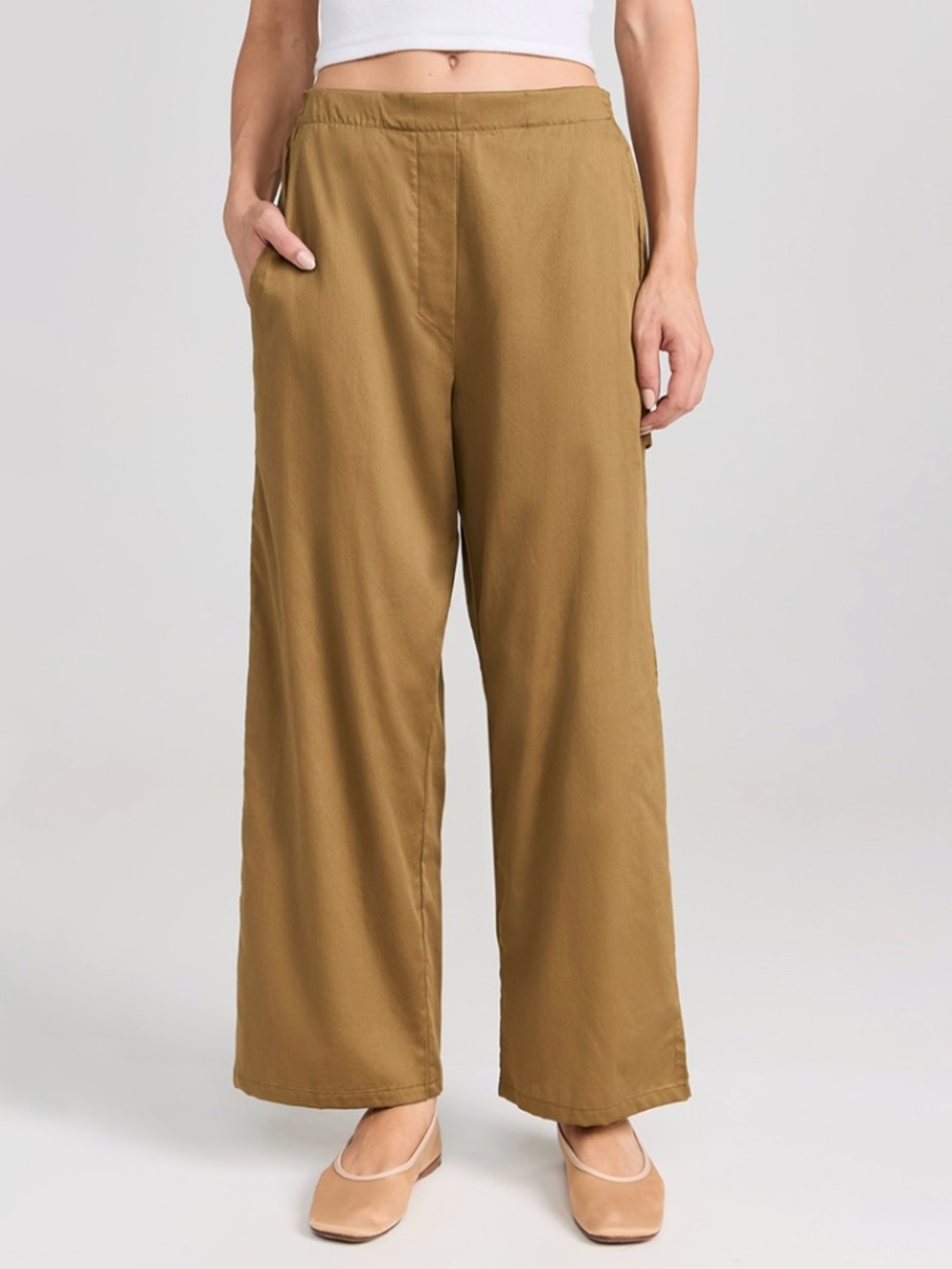 Leset cotton yoko painter pant elastic waist olive tan carpenter la garconne XS